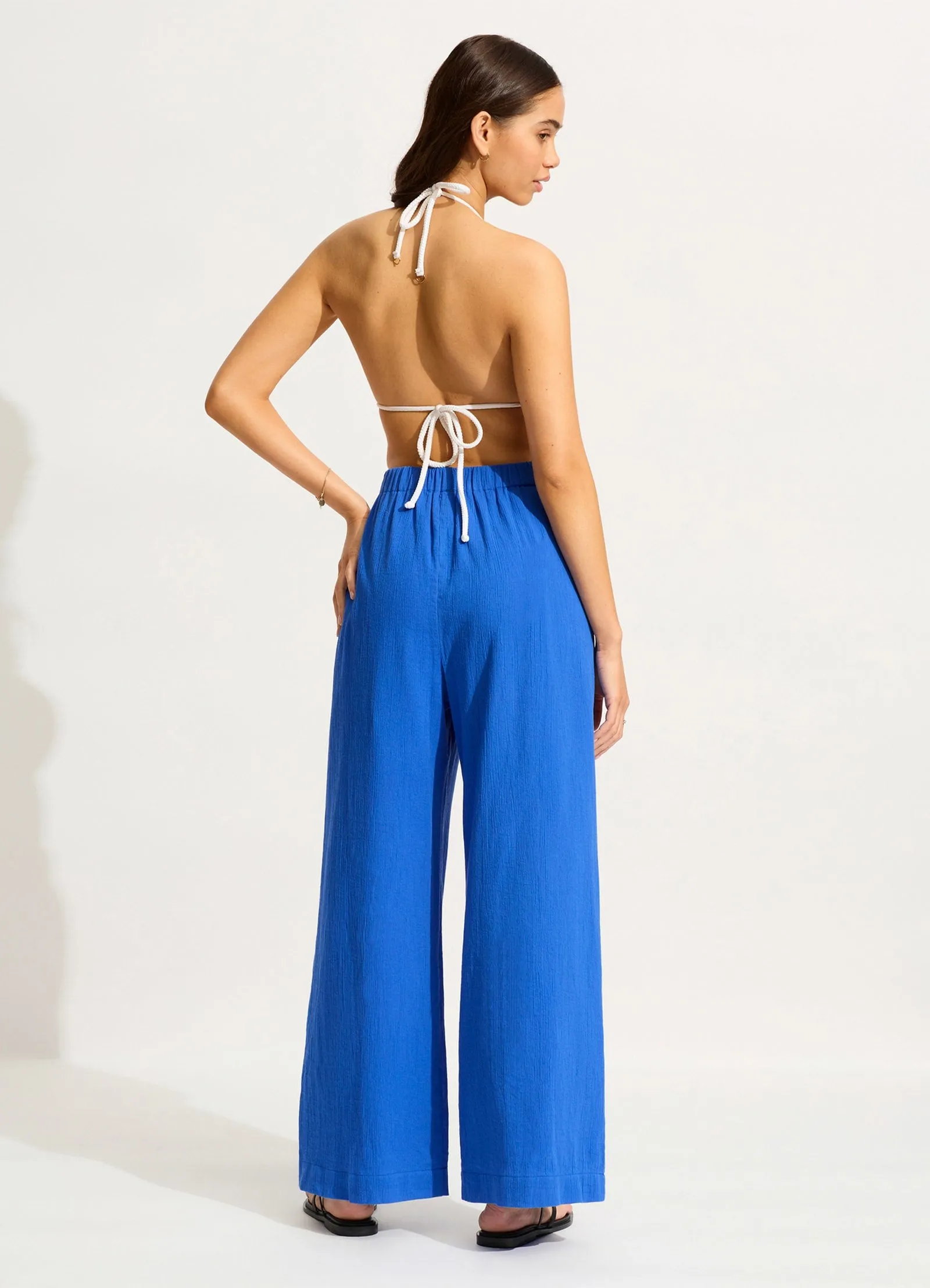 Crinkle Beach Pant - Azure