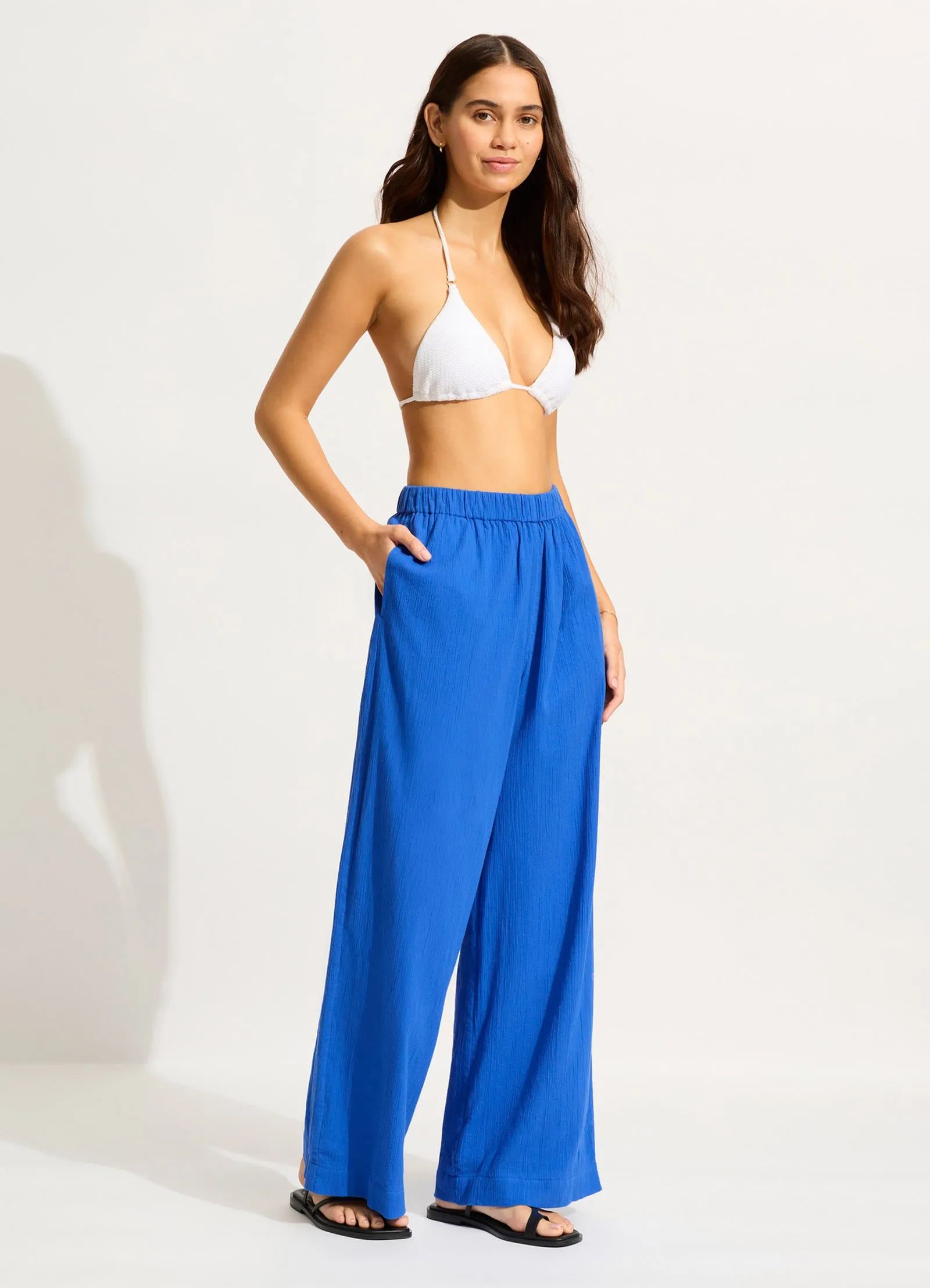 Crinkle Beach Pant - Azure