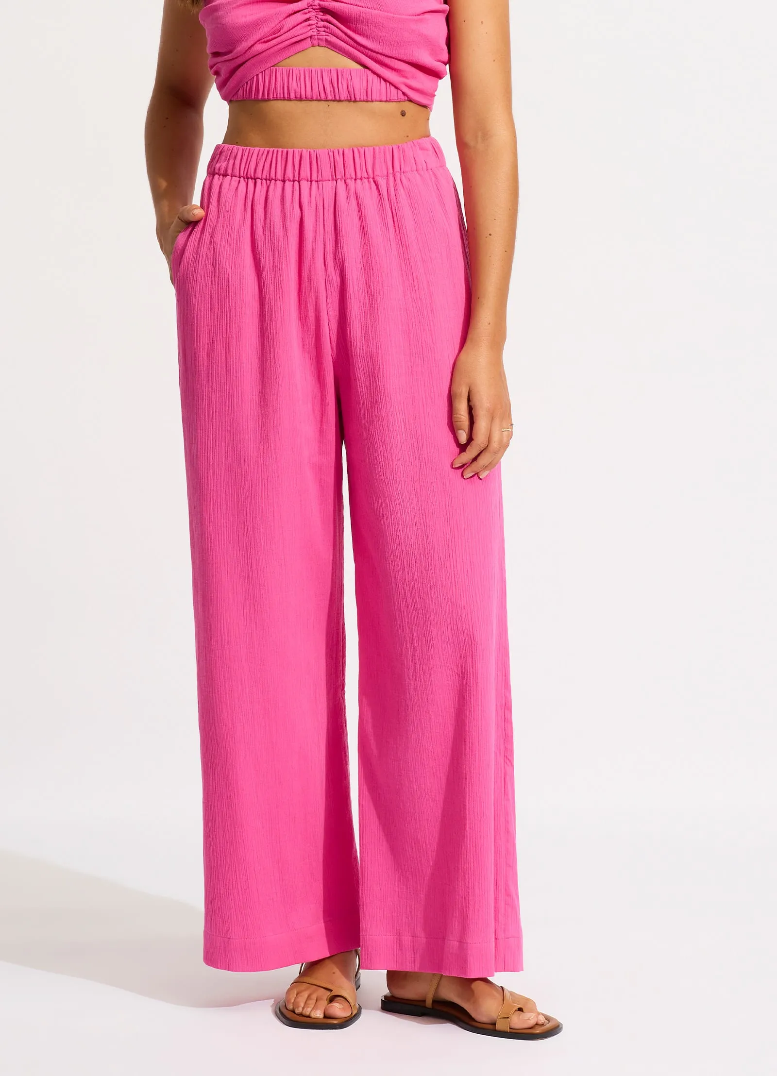 Crinkle Beach Pant - Hot Pink