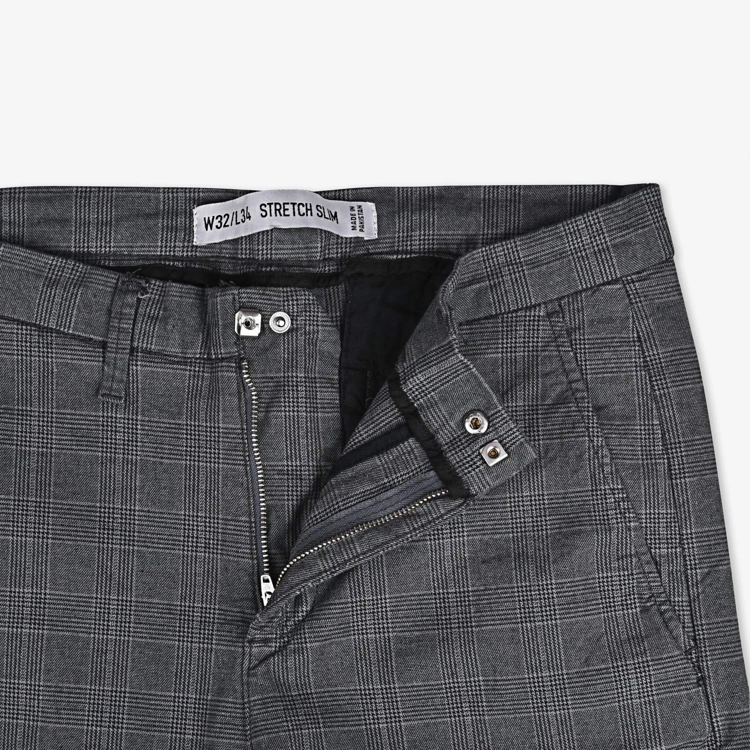 D.E.N.I.M C.O - Men 'Charcoal' Westrade Gridwork Anthracite Stretch Slim Chino PR925