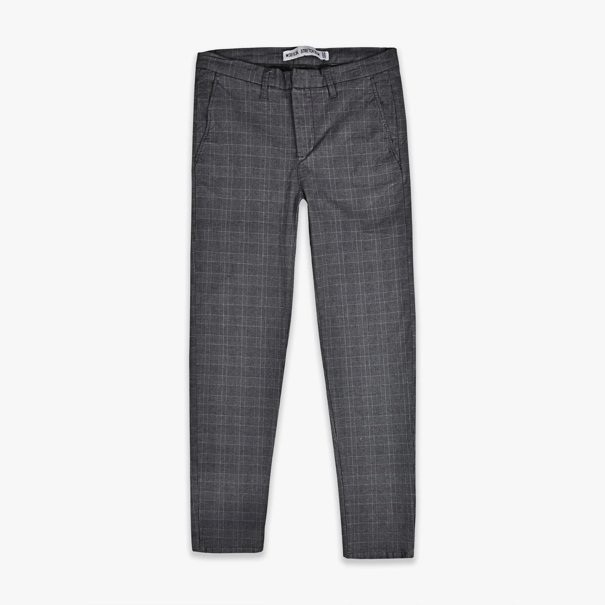 D.E.N.I.M C.O - Men 'Charcoal' Westrade Gridwork Anthracite Stretch Slim Chino PR925