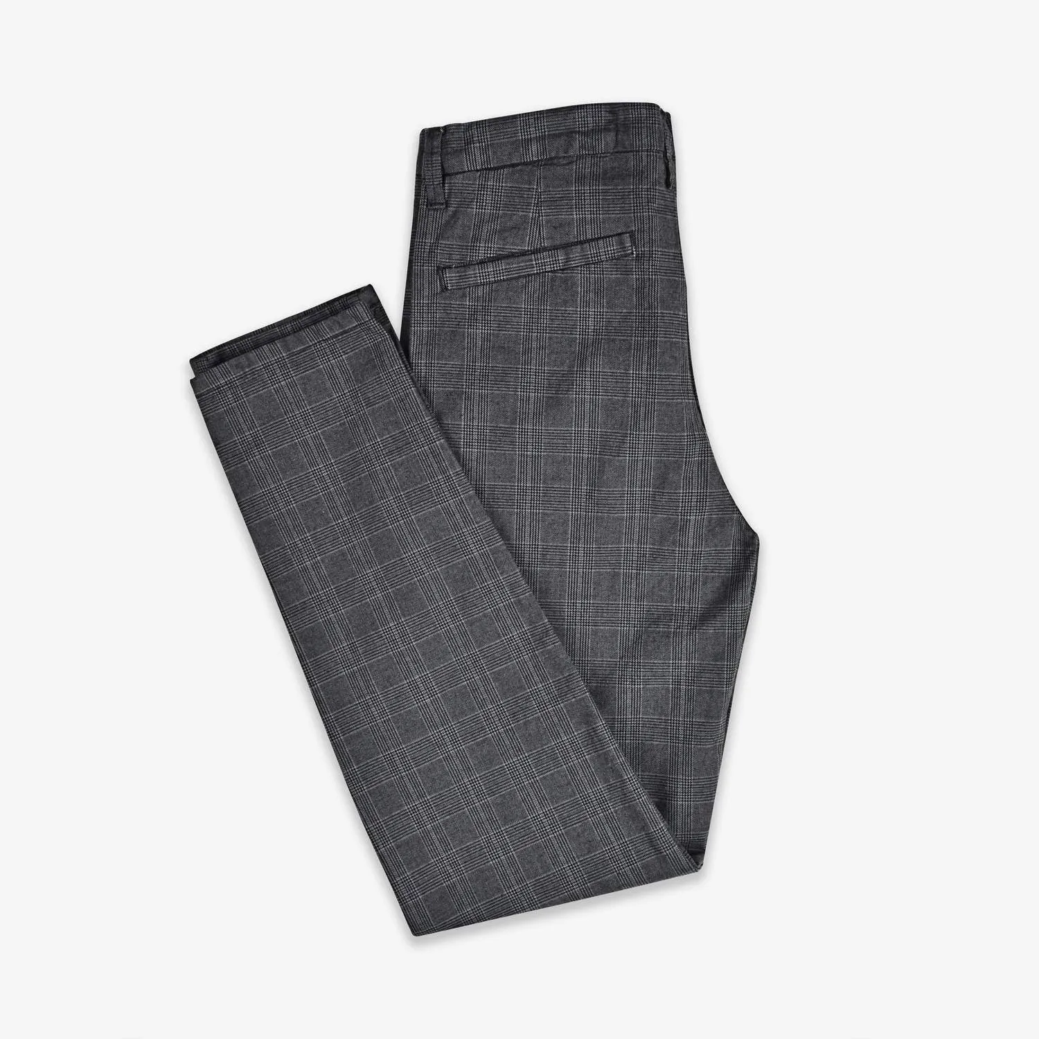 D.E.N.I.M C.O - Men 'Charcoal' Westrade Gridwork Anthracite Stretch Slim Chino PR925