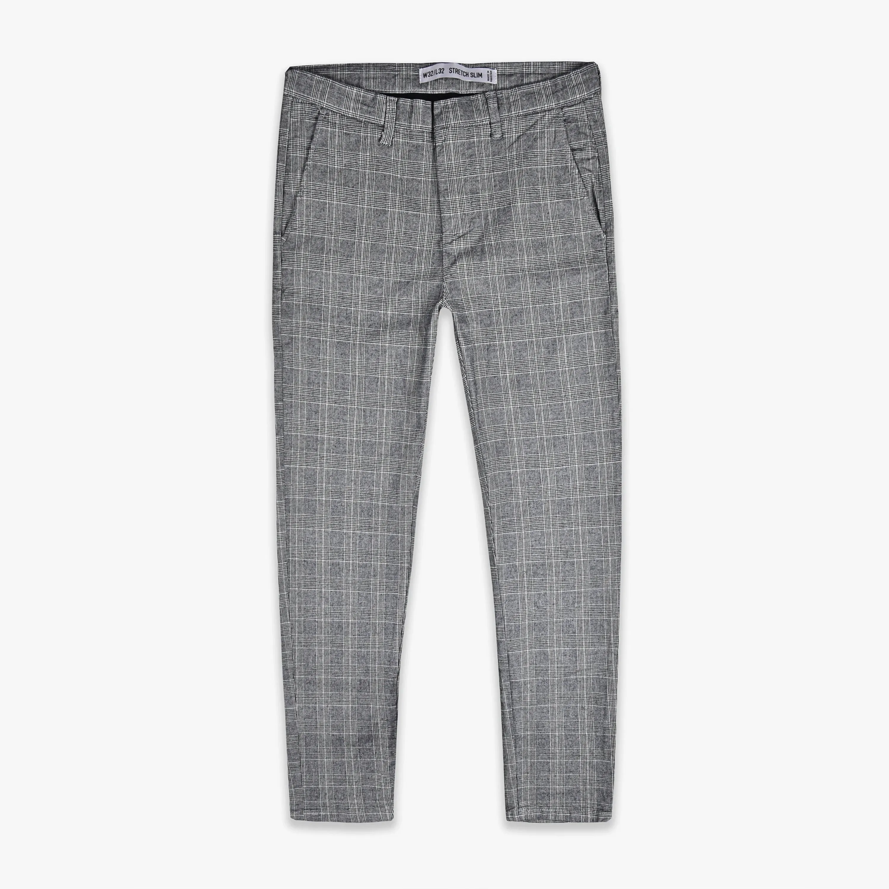 D.E.N.I.M C.O - Men 'Grey' Westrade Gridwork Marl Stretch Slim Chino PR924