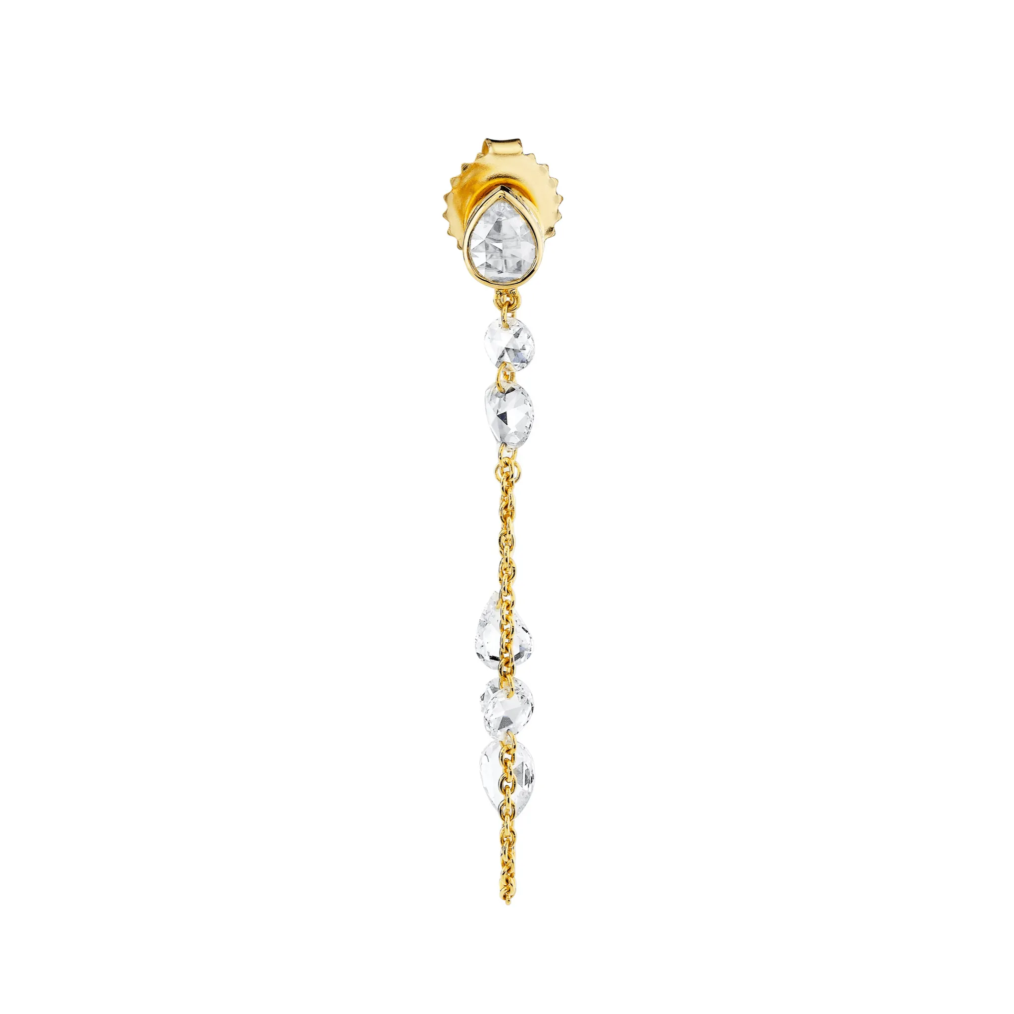 Eau de Rose Cut Diamond Iris Chain Earrings