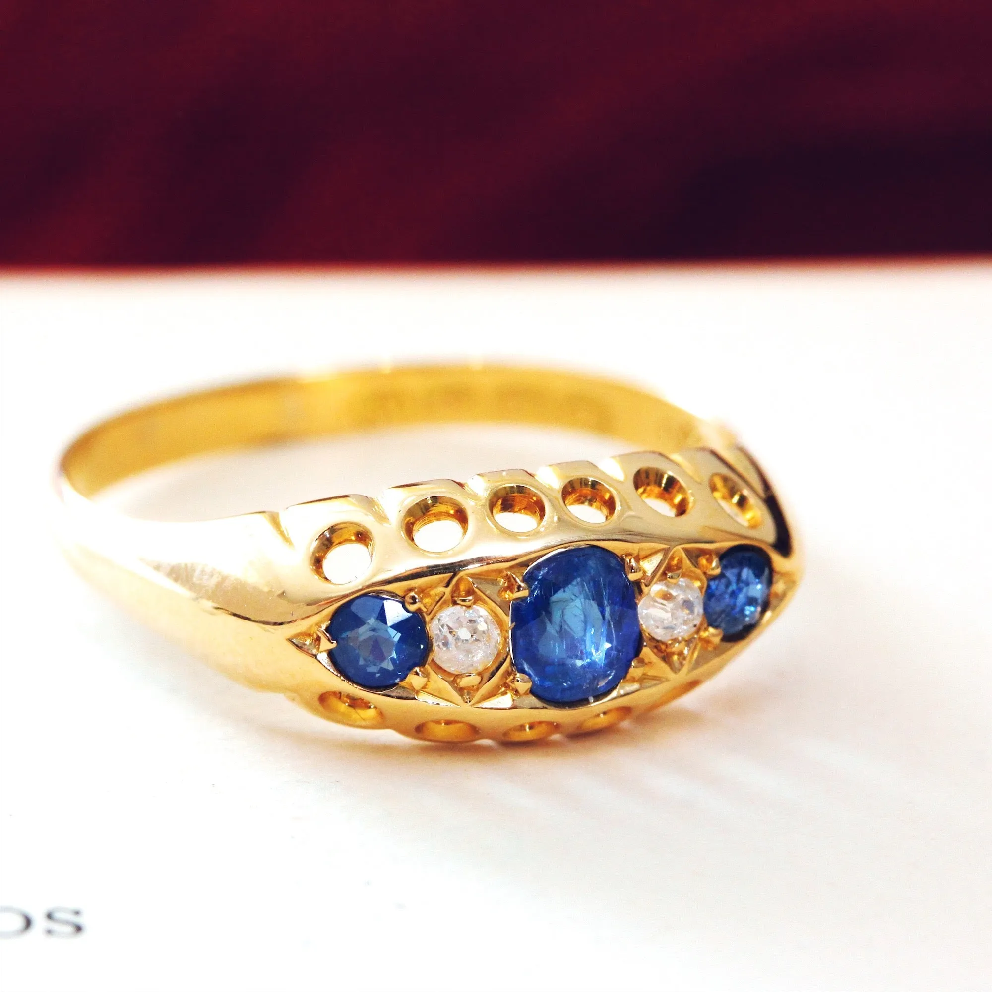 Edwardian Date 1916 Sapphire & Diamond Ring