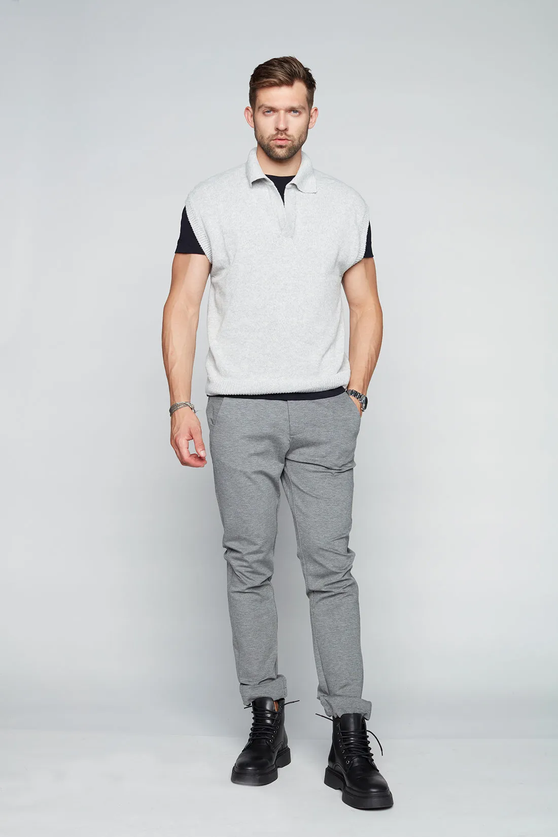 ELTON -  Slim Fit Convertible Ponte Knit Jogger - Med Grey