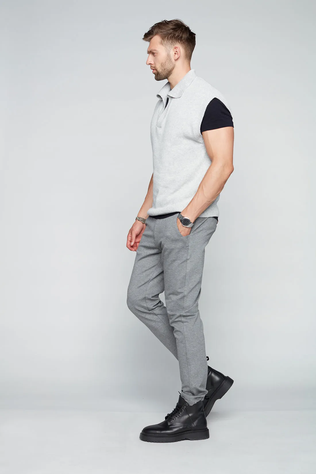 ELTON -  Slim Fit Convertible Ponte Knit Jogger - Med Grey