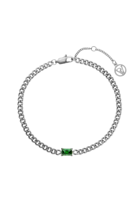 Emerald Curb Bracelet Green Silver