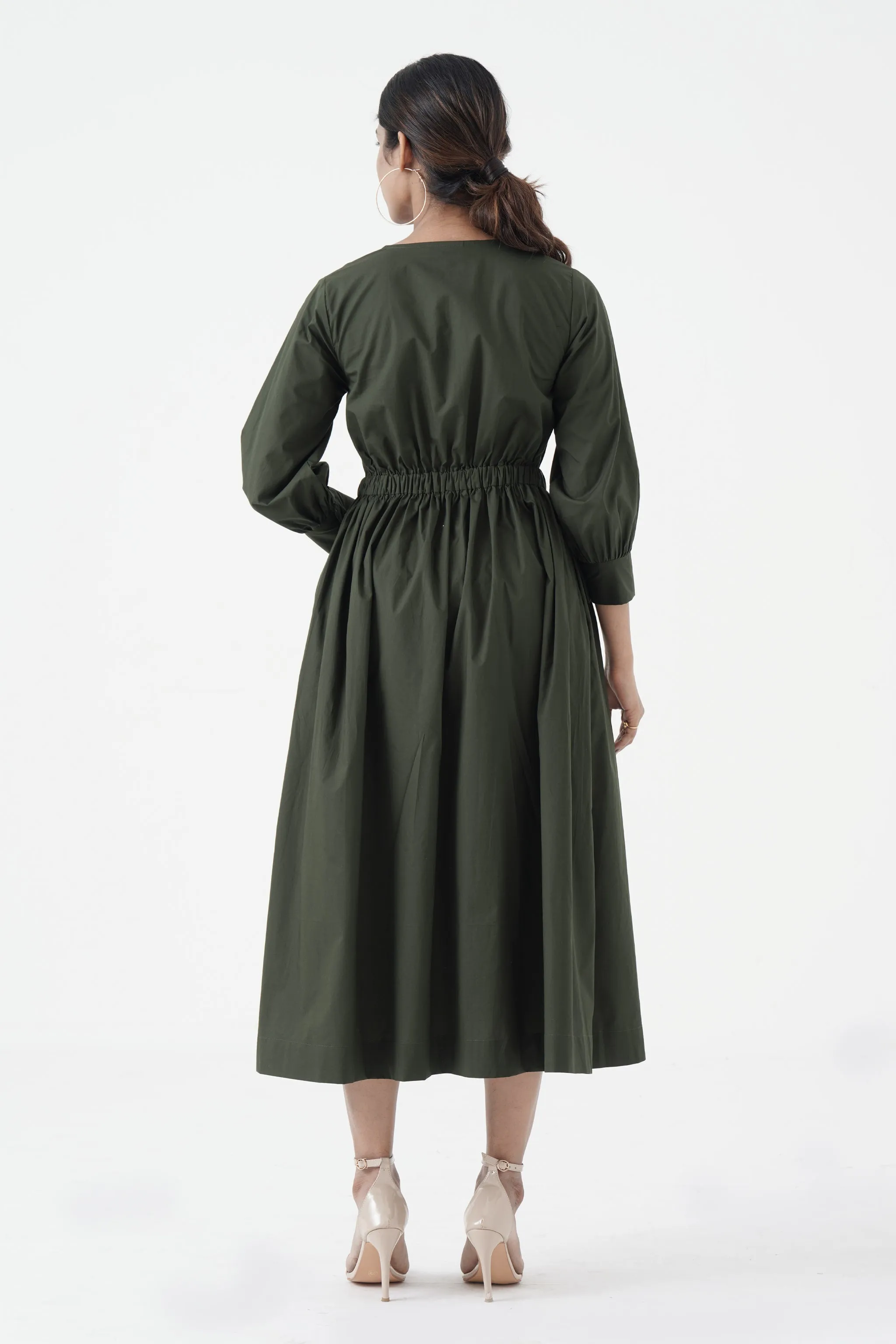 Euphoric - Double button placket dress - Green