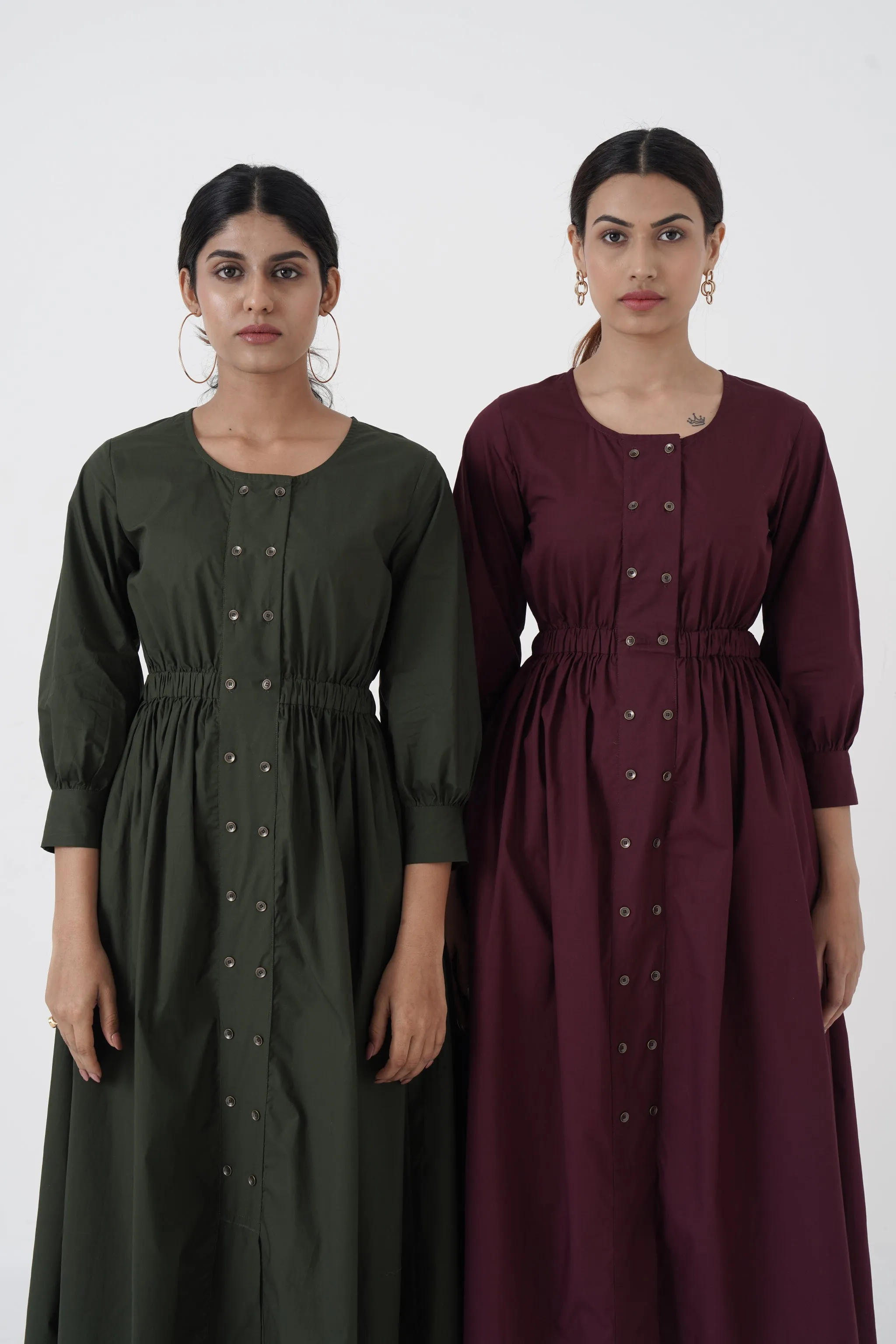 Euphoric - Double button placket dress - Green