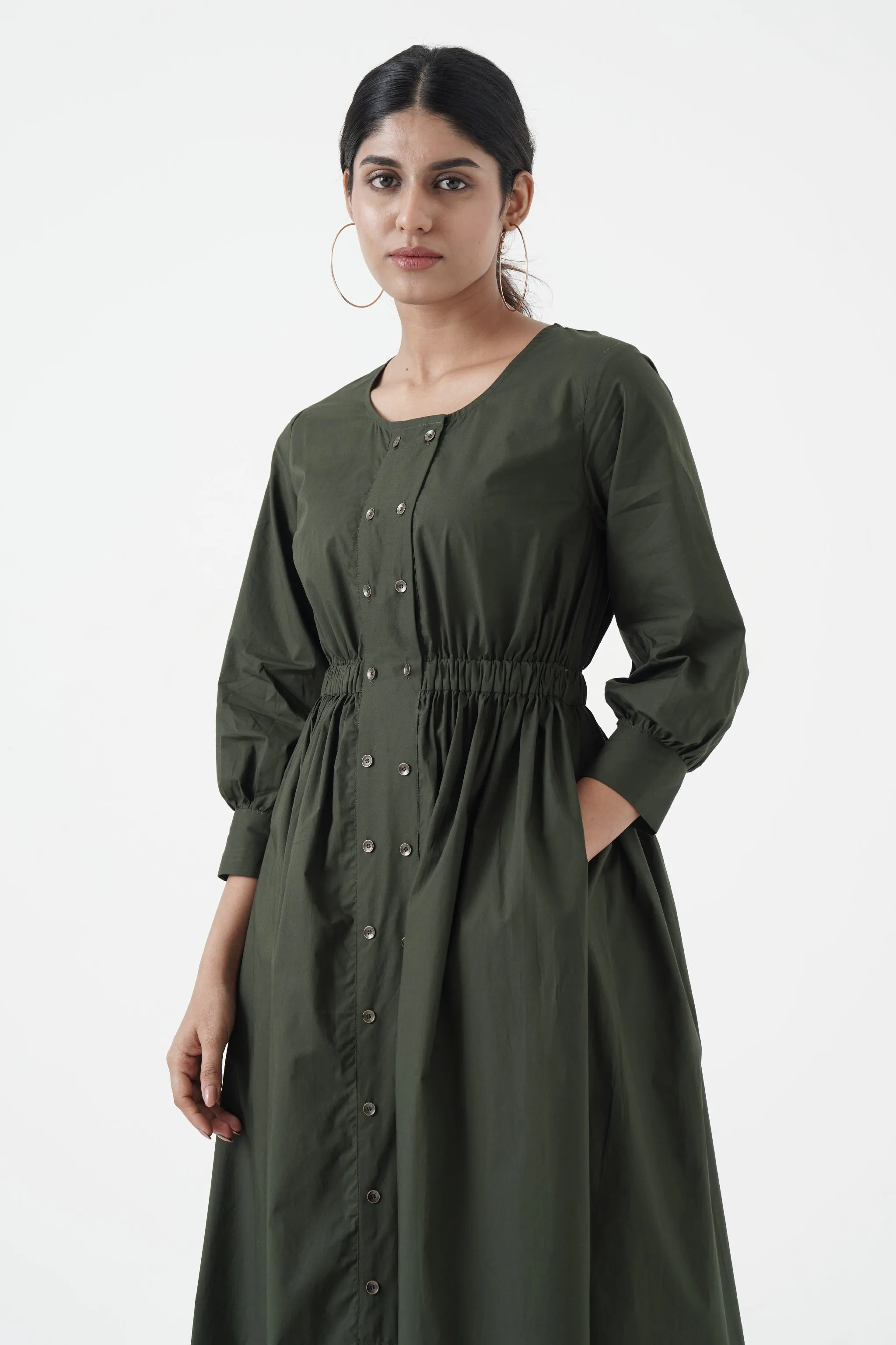 Euphoric - Double button placket dress - Green