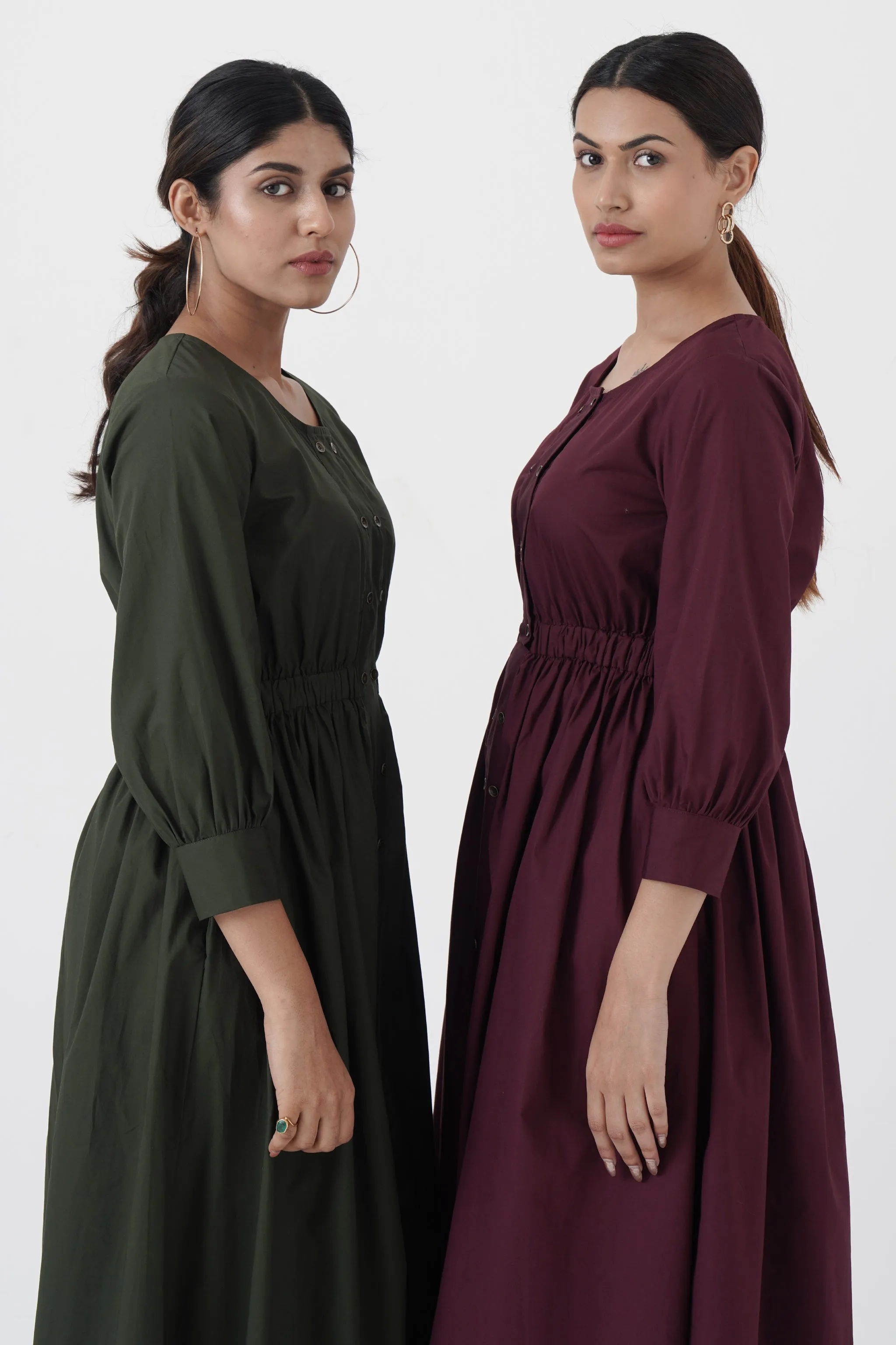 Euphoric - Double button placket dress - Green