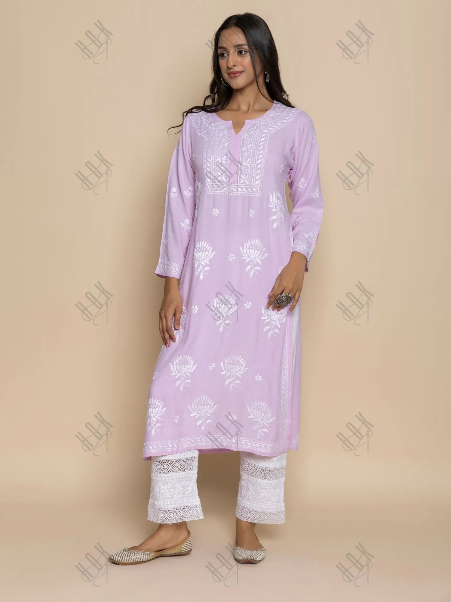 Fizaa Kurta with Chikankari Hand Embroidery Pink