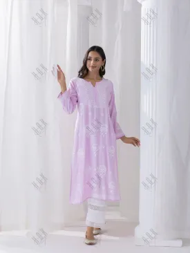 Fizaa Kurta with Chikankari Hand Embroidery Pink