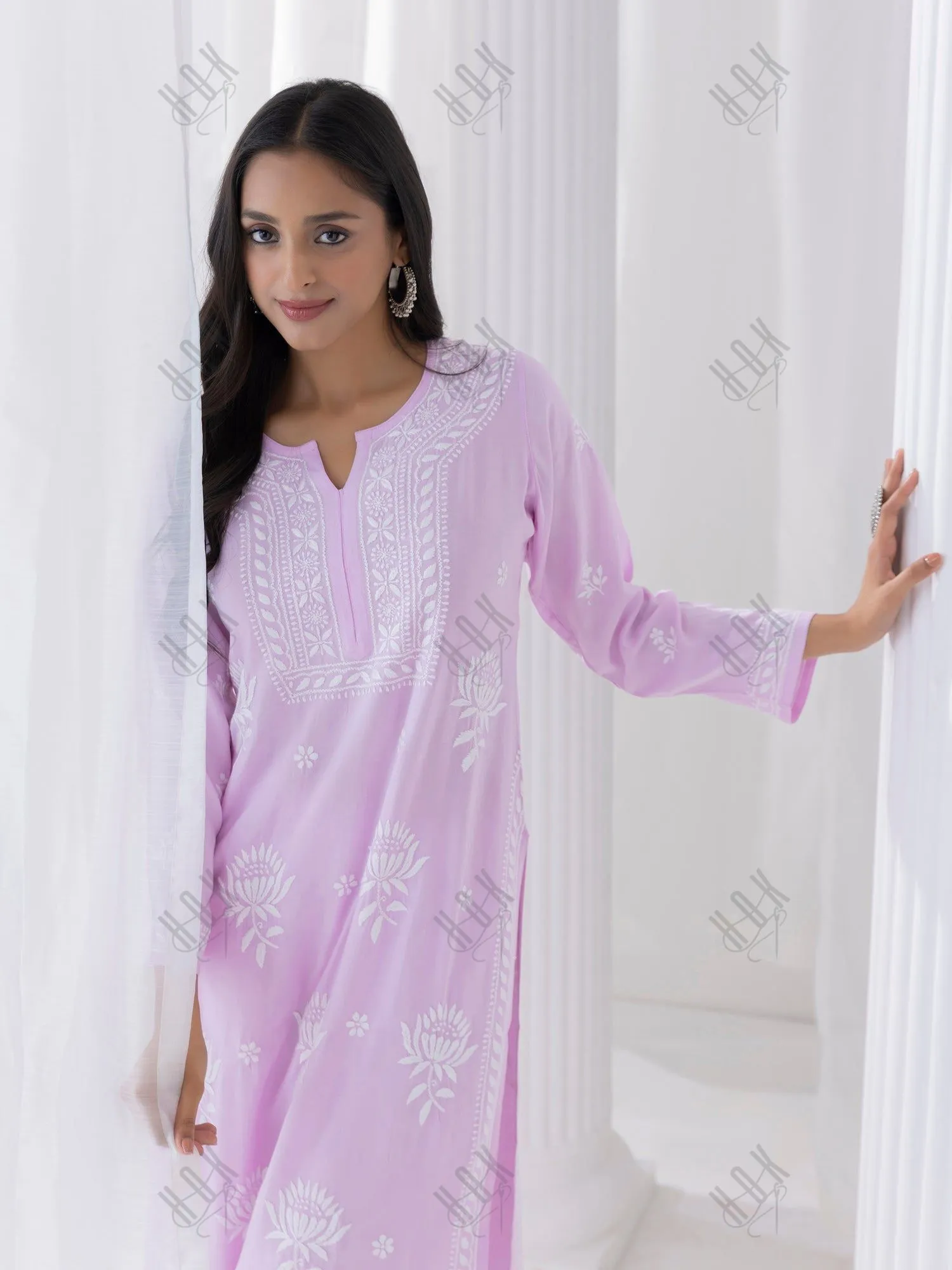 Fizaa Kurta with Chikankari Hand Embroidery Pink