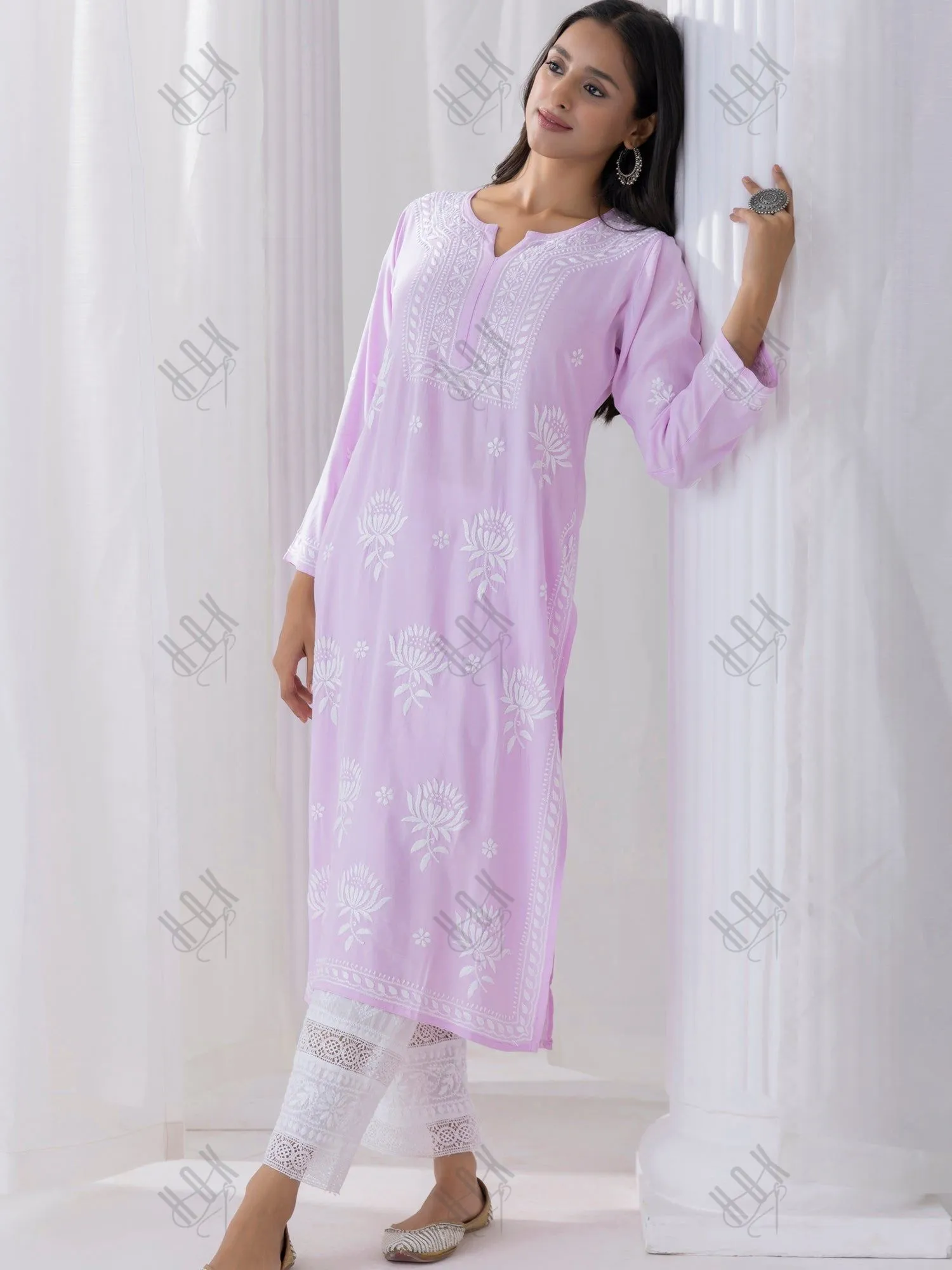 Fizaa Kurta with Chikankari Hand Embroidery Pink