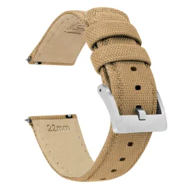 Fossil Gen 5 Sailcloth Quick Release Khaki Tan Watch Band