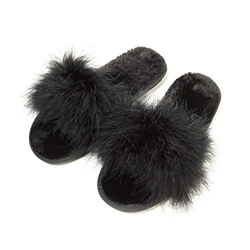 Fur Slippers Memory Foam Cozy House Slides Shoes