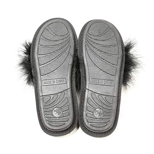 Fur Slippers Memory Foam Cozy House Slides Shoes