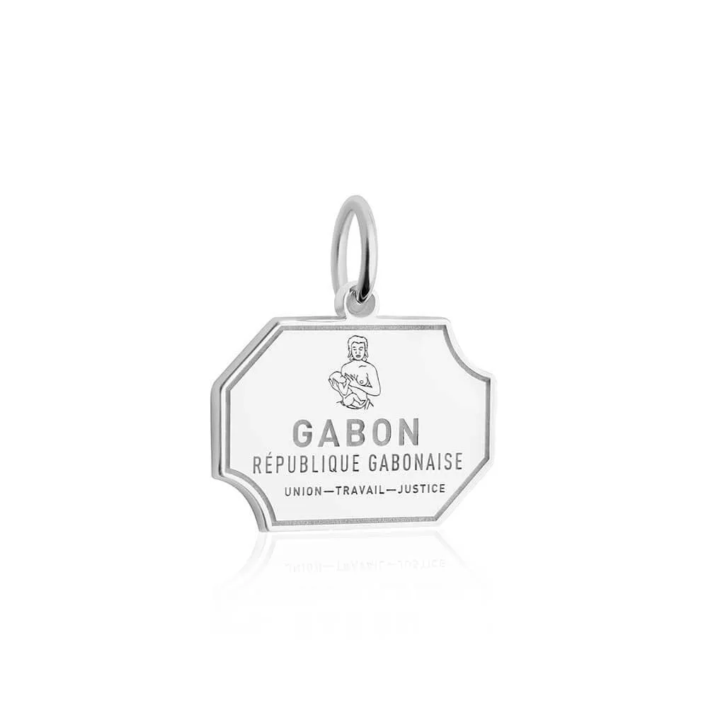 Gabon Passport Stamp Charm Silver