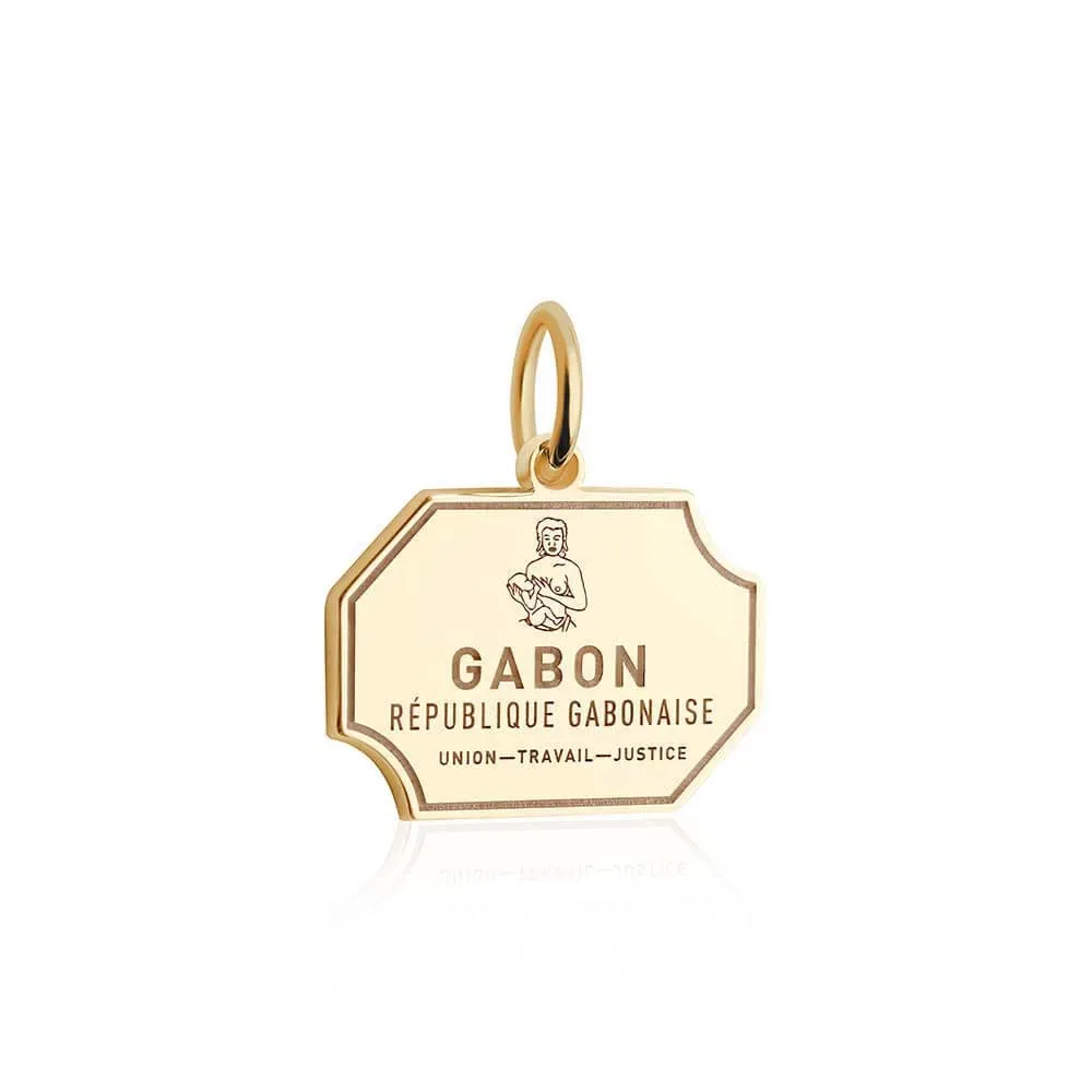 Gabon Passport Stamp Charm Solid Gold