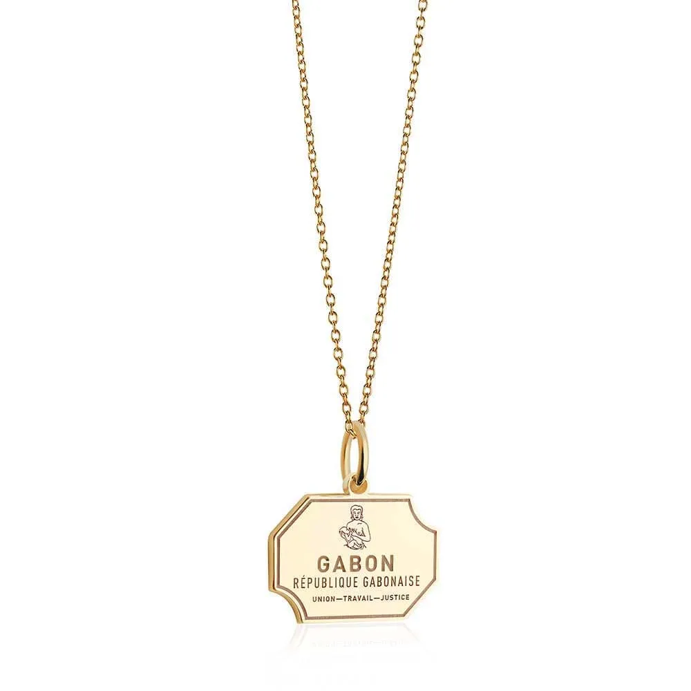 Gabon Passport Stamp Charm Solid Gold