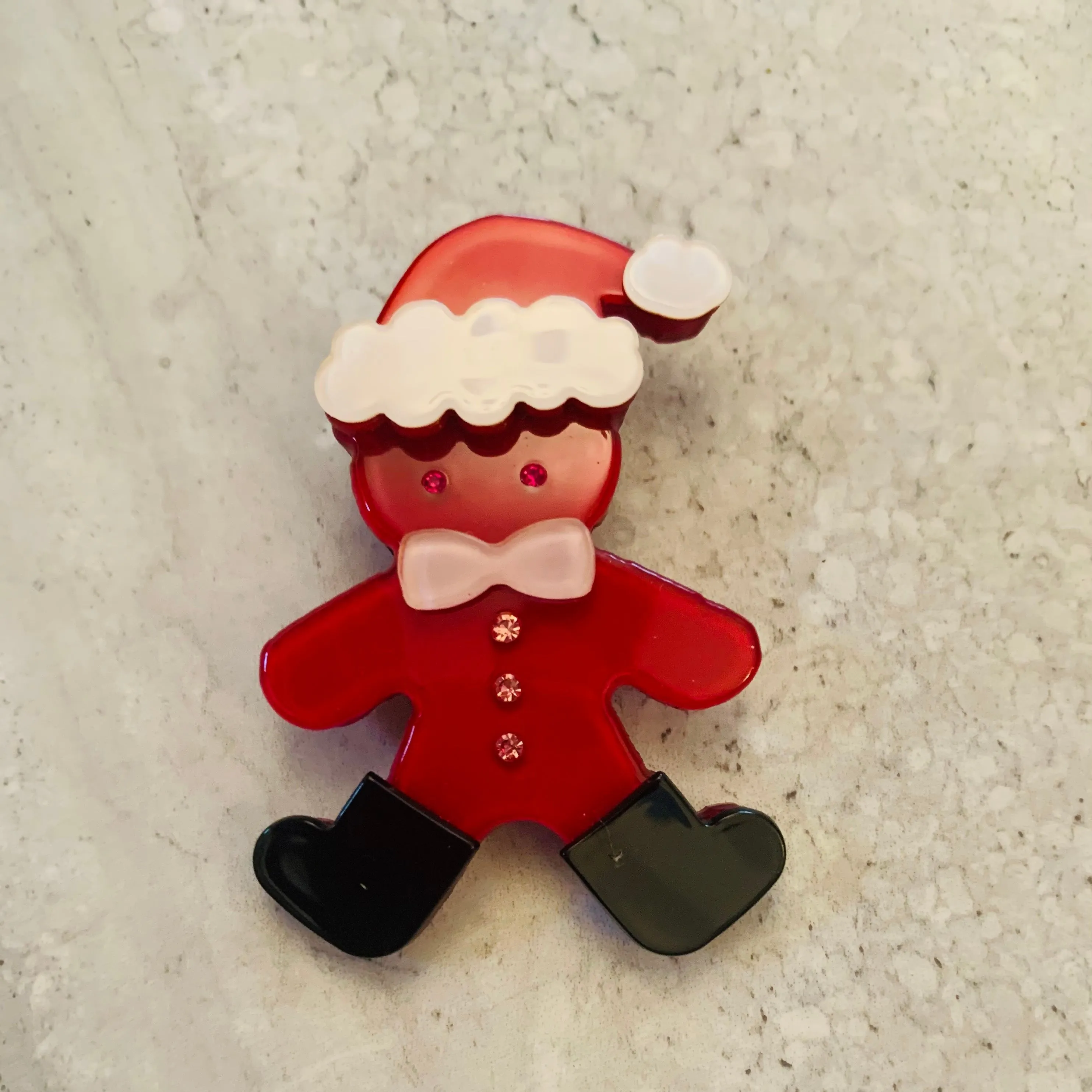 Gingerbread Santa Brooch