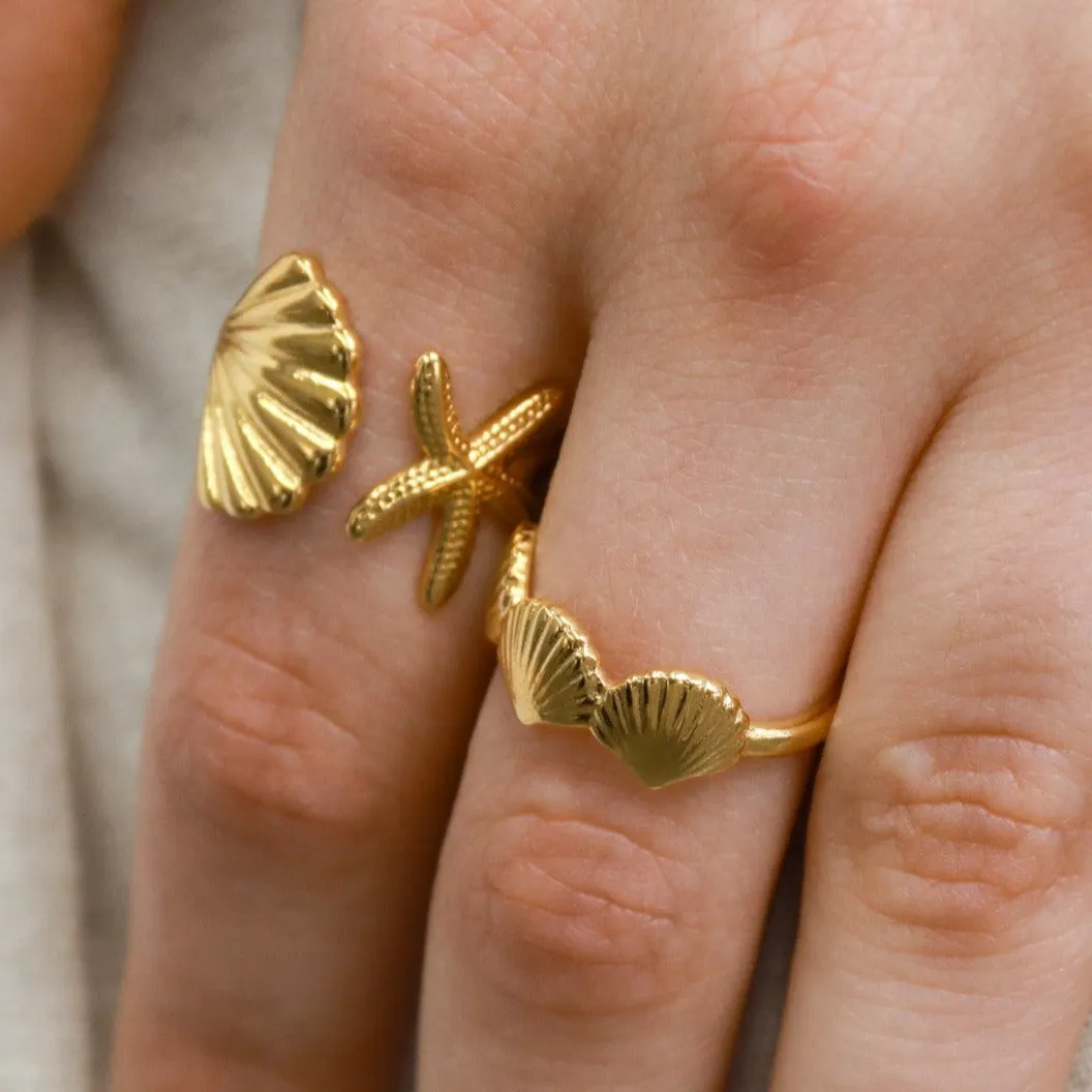 Java | Gold Plated Shell Adjustable Ring