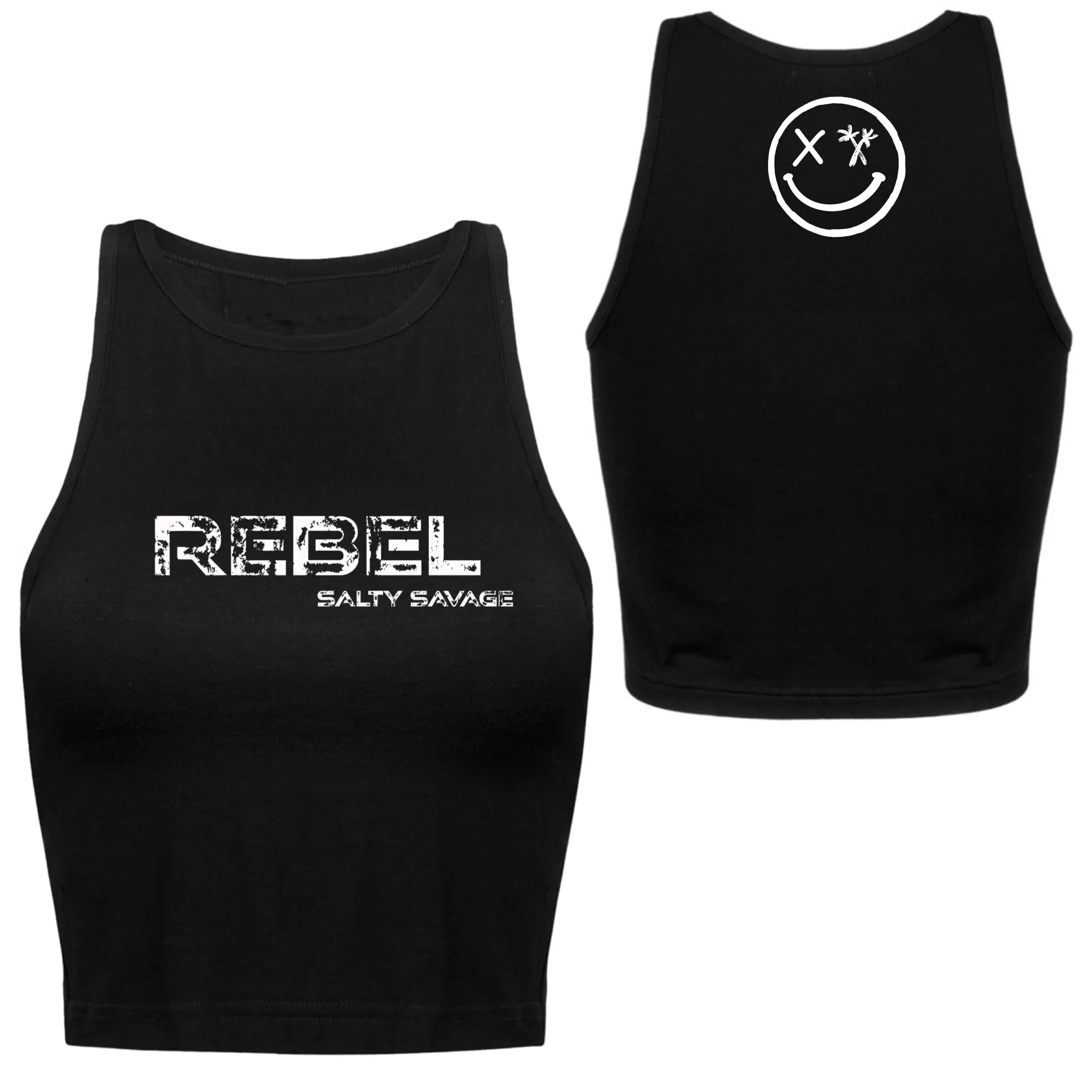 Ladies "REBEL" High Neck Crop Tank