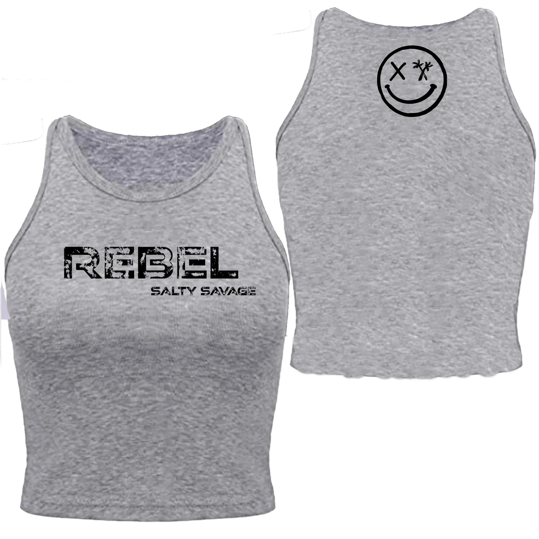 Ladies "REBEL" High Neck Crop Tank