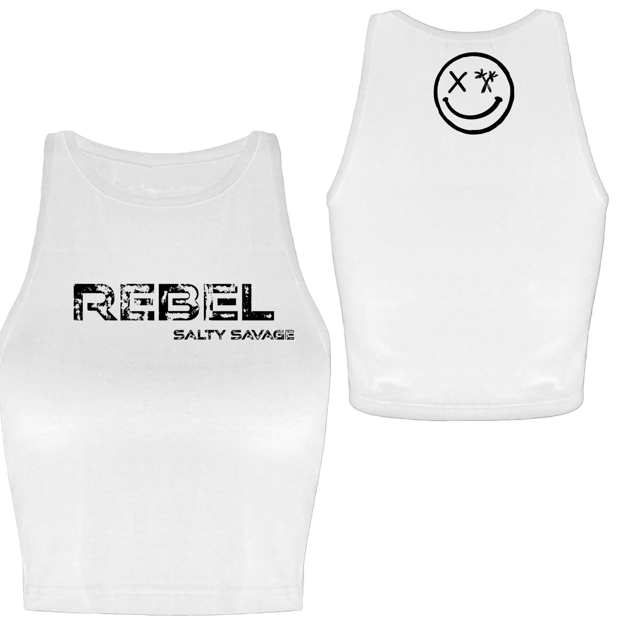 Ladies "REBEL" High Neck Crop Tank