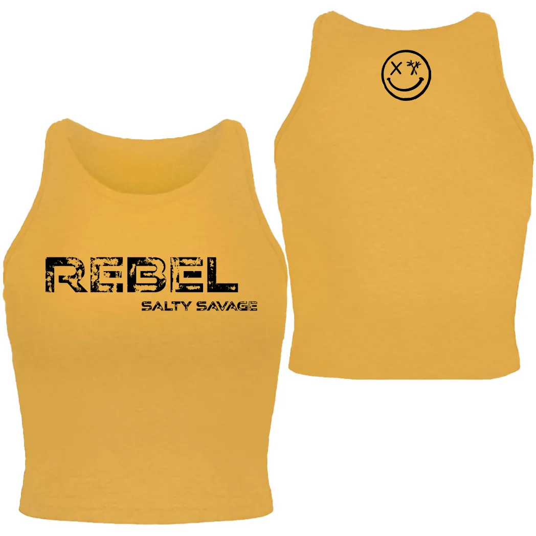 Ladies "REBEL" High Neck Crop Tank