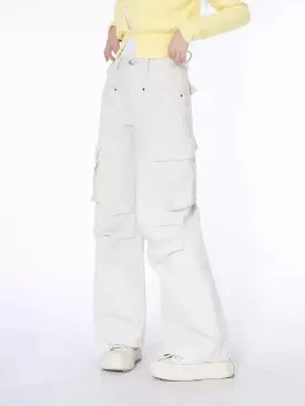 Lazy Solid Pleats Pocket Cargo Pants