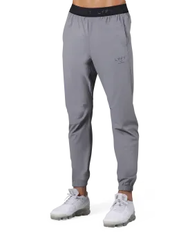 Logo Rib Stretch Slim Straight Pants - Grey