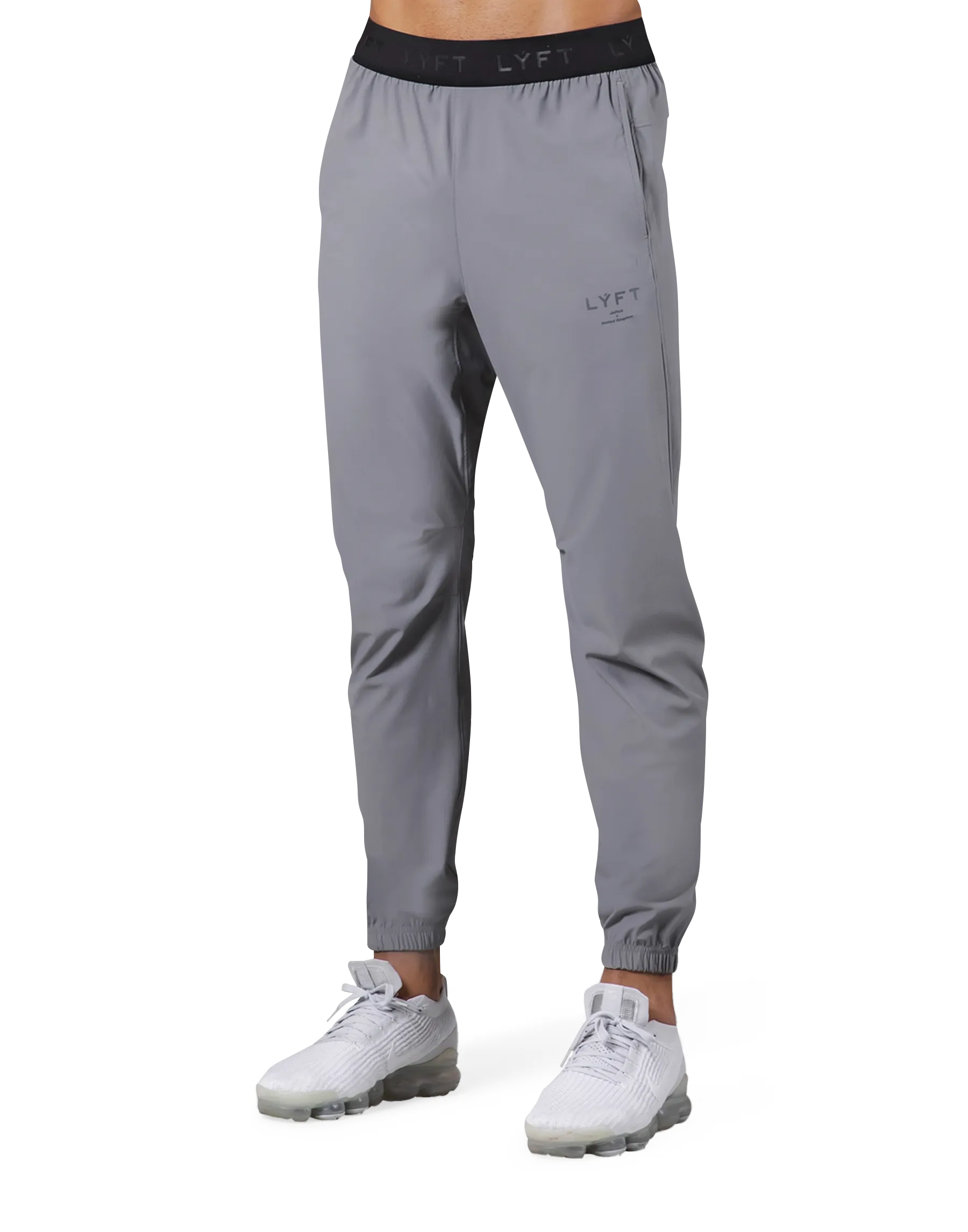 Logo Rib Stretch Slim Straight Pants - Grey