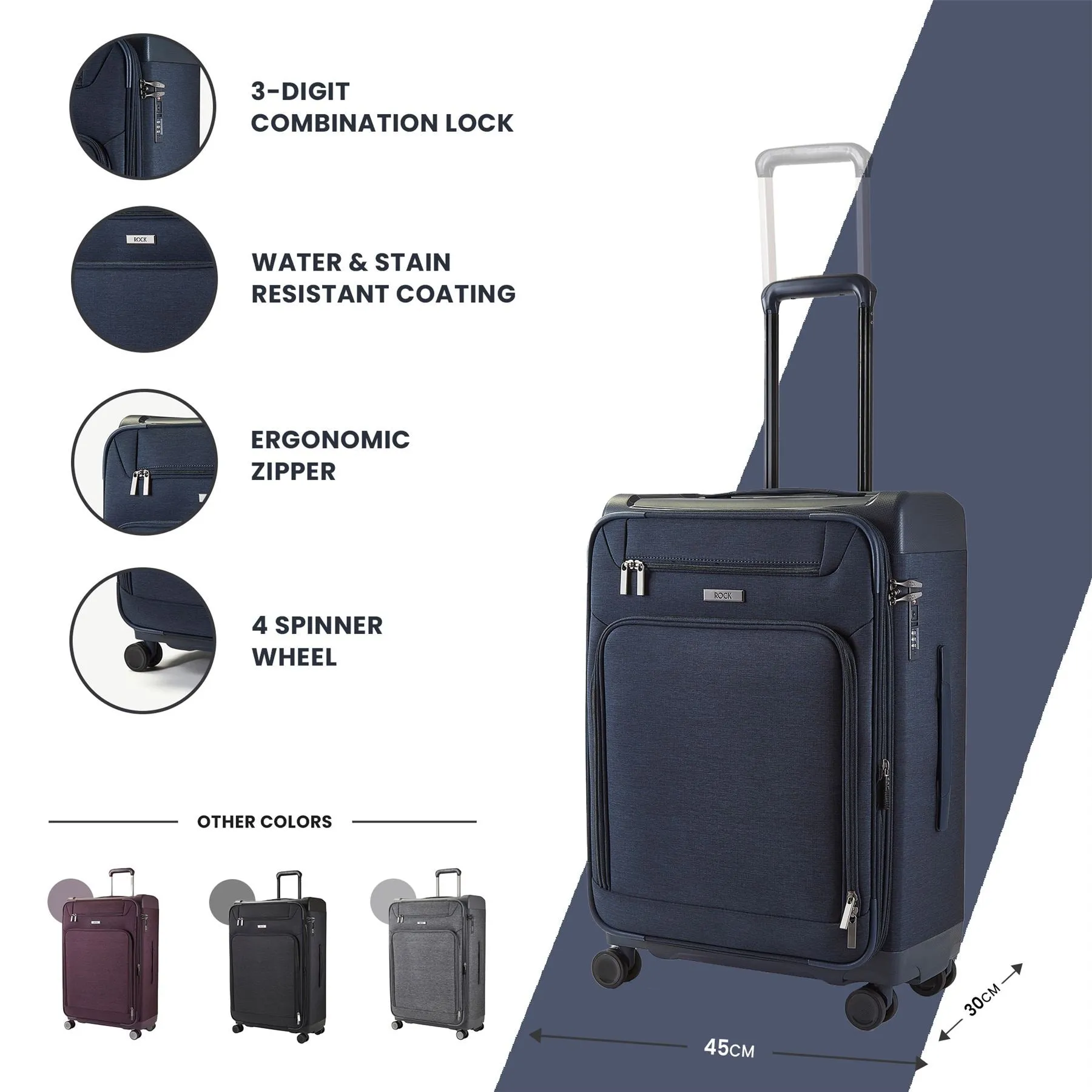 Luggage Suitcase Travel Bag Carry On Hand Cabin Check in Lightweight Expandable 4 Spinner Wheels Trolley Set | Parker