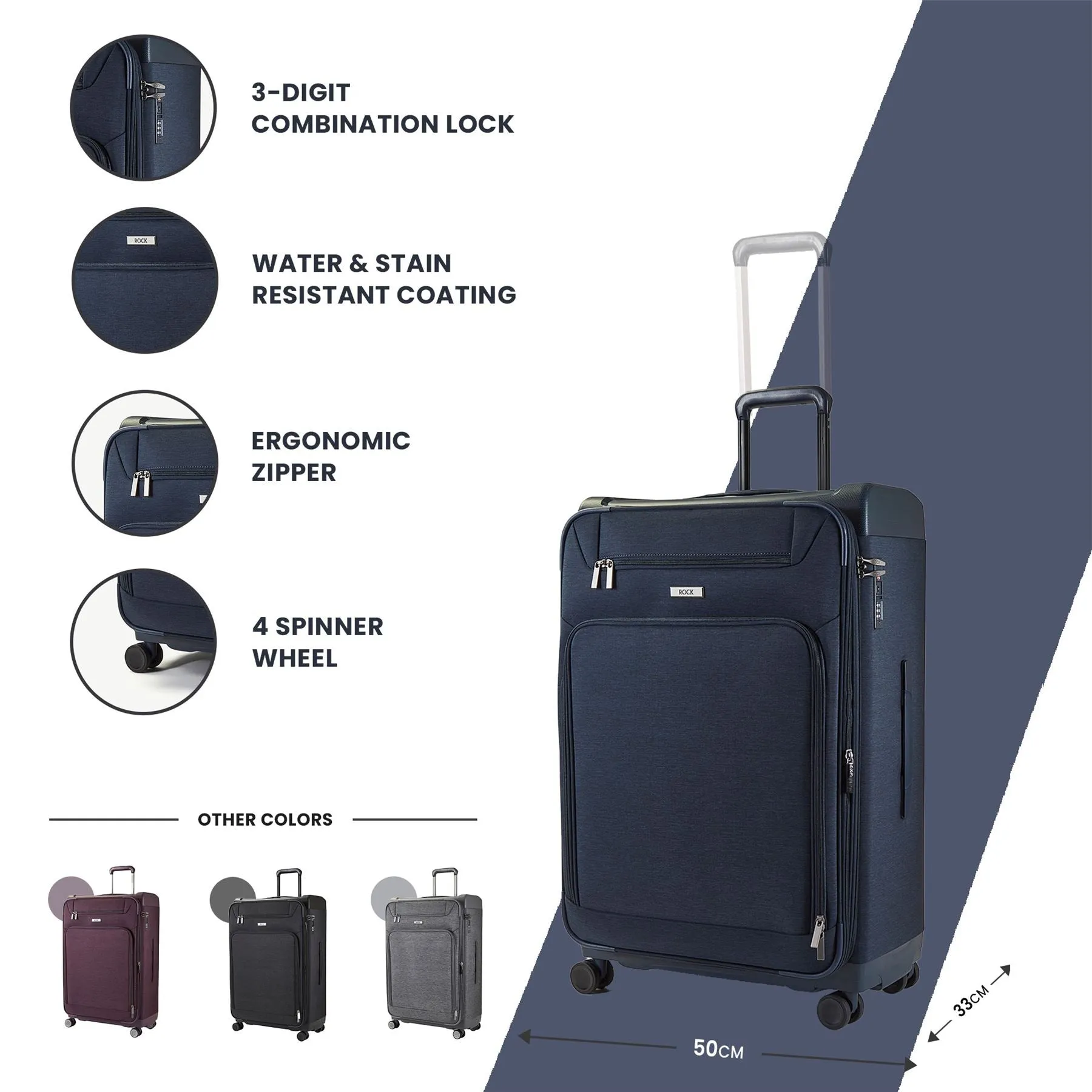 Luggage Suitcase Travel Bag Carry On Hand Cabin Check in Lightweight Expandable 4 Spinner Wheels Trolley Set | Parker