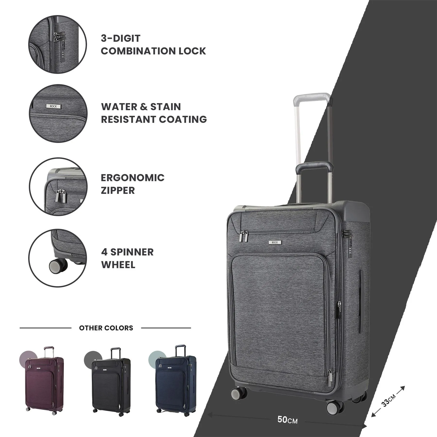 Luggage Suitcase Travel Bag Carry On Hand Cabin Check in Lightweight Expandable 4 Spinner Wheels Trolley Set | Parker