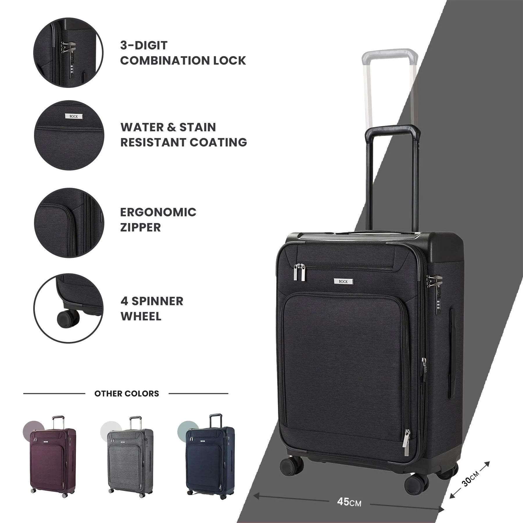 Luggage Suitcase Travel Bag Carry On Hand Cabin Check in Lightweight Expandable 4 Spinner Wheels Trolley Set | Parker