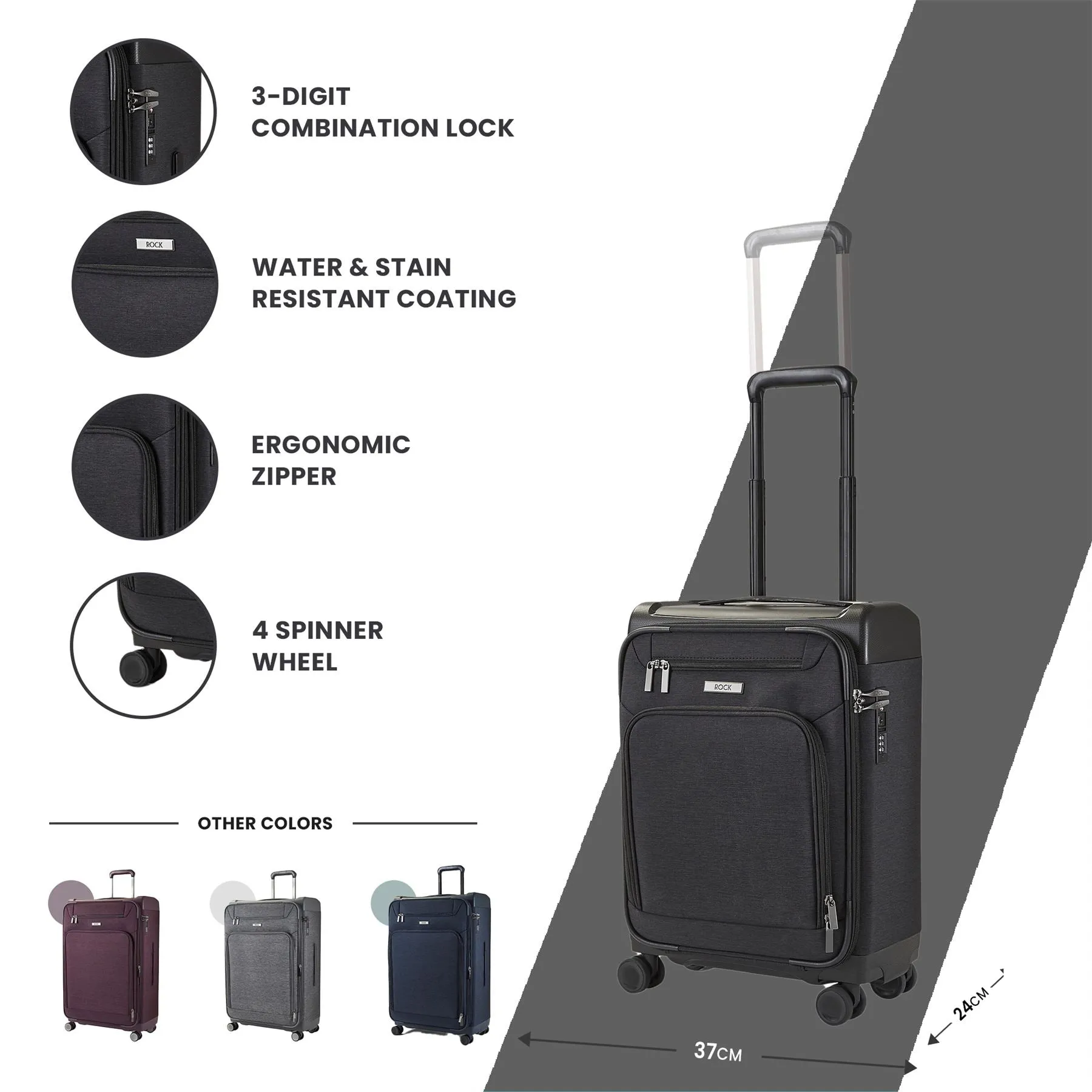 Luggage Suitcase Travel Bag Carry On Hand Cabin Check in Lightweight Expandable 4 Spinner Wheels Trolley Set | Parker