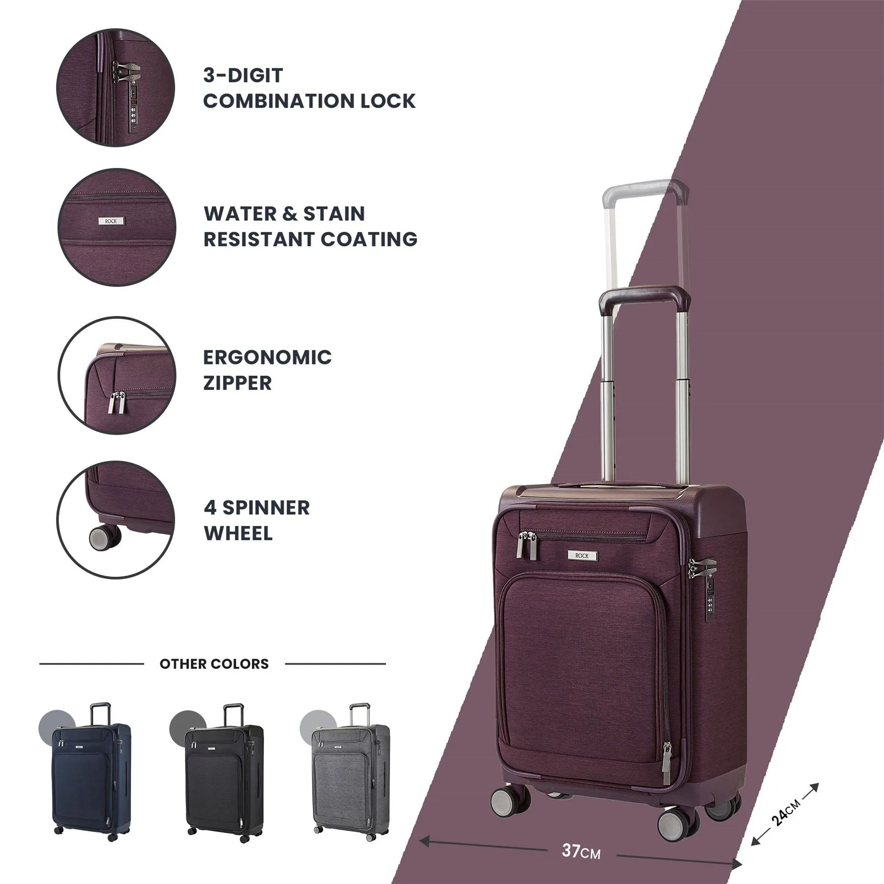 Luggage Suitcase Travel Bag Carry On Hand Cabin Check in Lightweight Expandable 4 Spinner Wheels Trolley Set | Parker