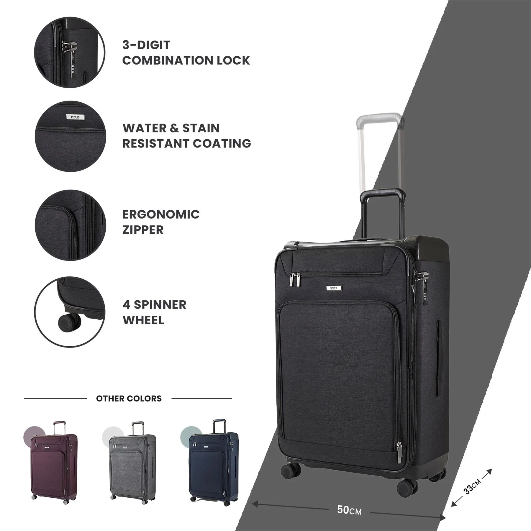 Luggage Suitcase Travel Bag Carry On Hand Cabin Check in Lightweight Expandable 4 Spinner Wheels Trolley Set | Parker