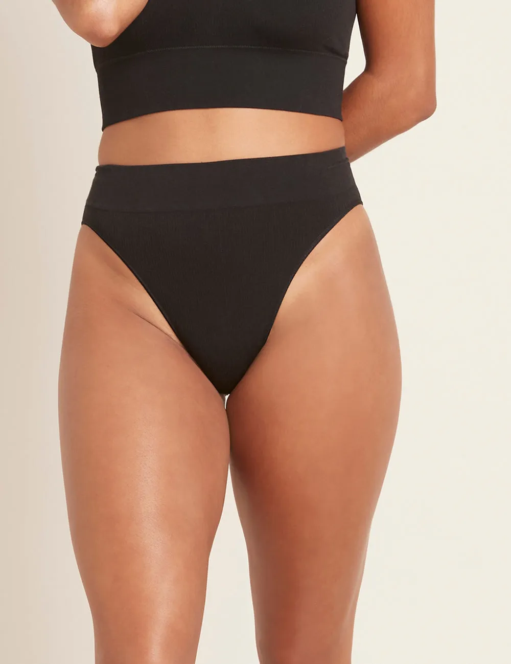 LYOLYTE Ribbed High Leg Brief - Black