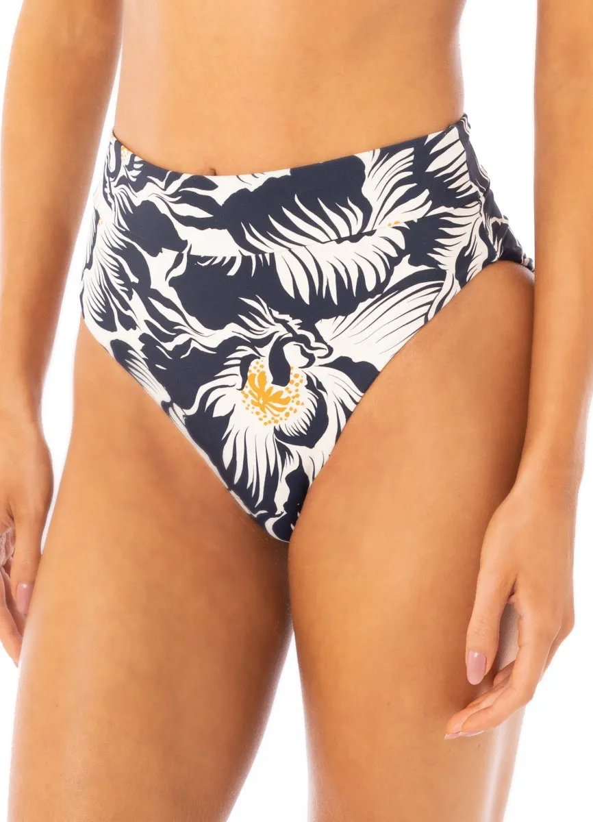 Maaji Delft Flowers Suzy Q High Rise/High Leg Bikini Bottom