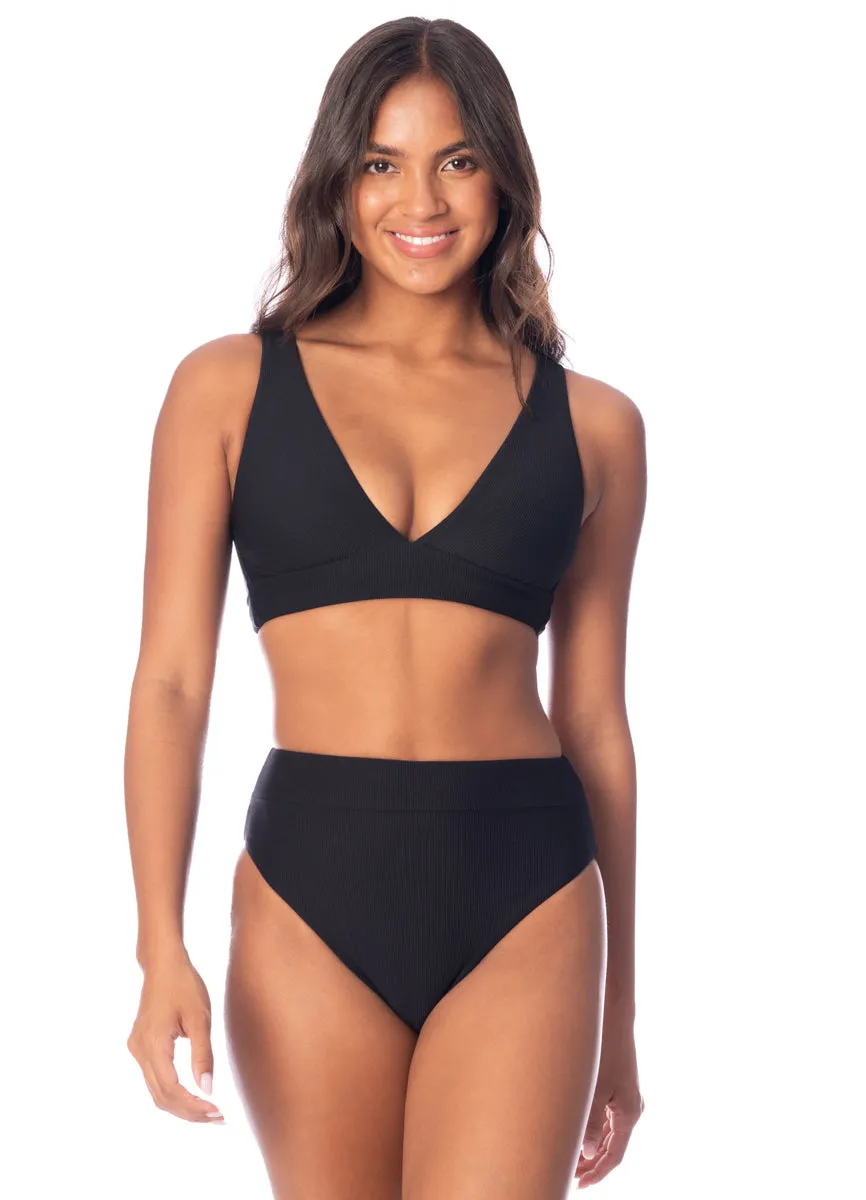 Maaji Jade Black Suzy Q High Rise Classic Bikini Bottom