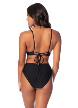 Maaji Jade Black Suzy Q High Rise Classic Bikini Bottom