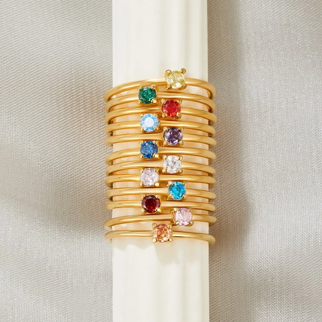 March Birthstone 18K Gold Ring