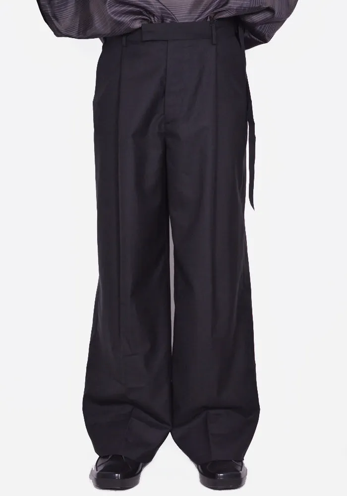 MARINA YEE 0021-999 WIDE-LEGGED PLEATED TROUSERS BLACK