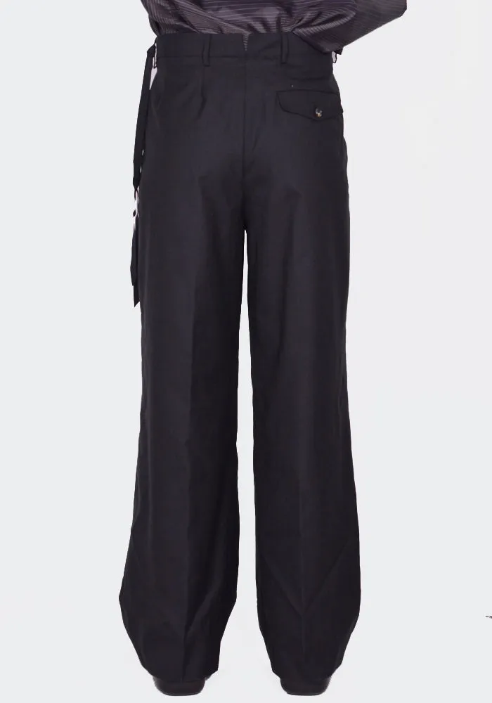 MARINA YEE 0021-999 WIDE-LEGGED PLEATED TROUSERS BLACK