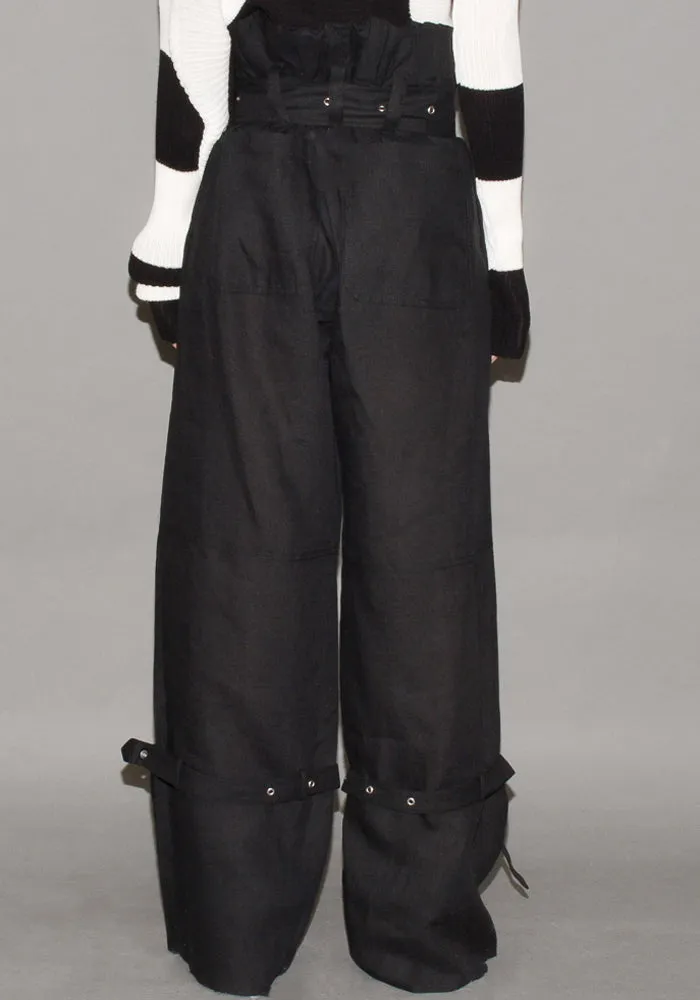 MARQUES ALMEIDA LINEN CARGO TROUSERS BLACK